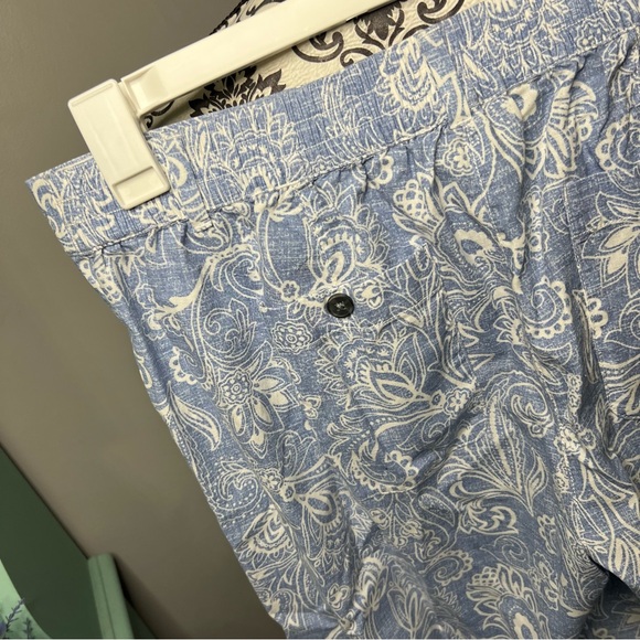 Talbots Boho Paisley Floral Linen Wide Leg Cropped Ankle Pant Size 10 Beach - Picture 8 of 10